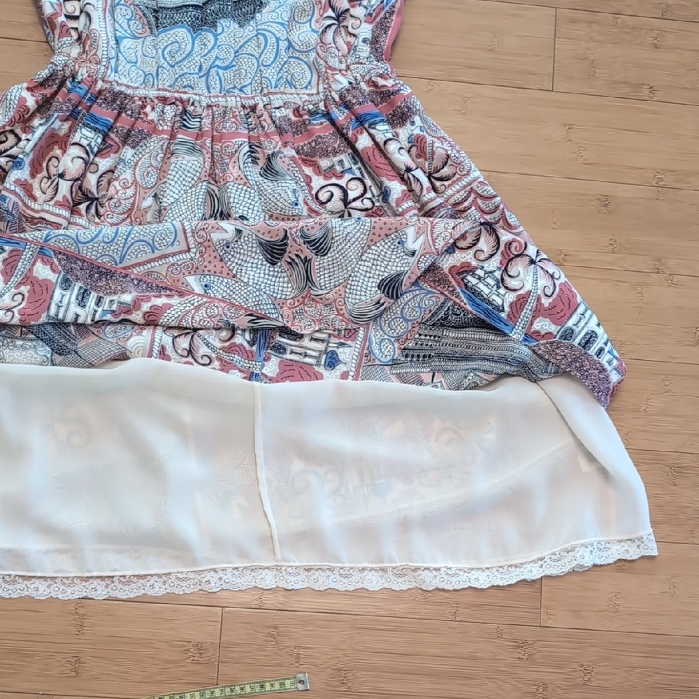 Anthropologie Floreat Castle Lake Dress Large Mini Nautical Sleeveless Rope Neck - Picture 15 of 17